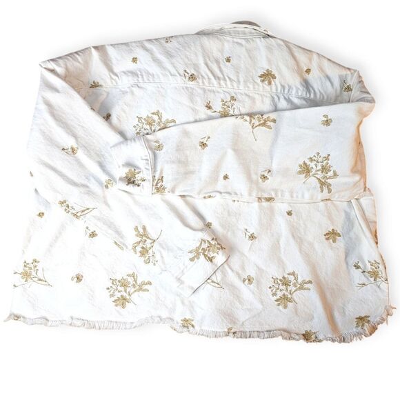 Zara White Gold Cropped Denim Jean Overshirt Button Down Jacket - Picture 5 of 9